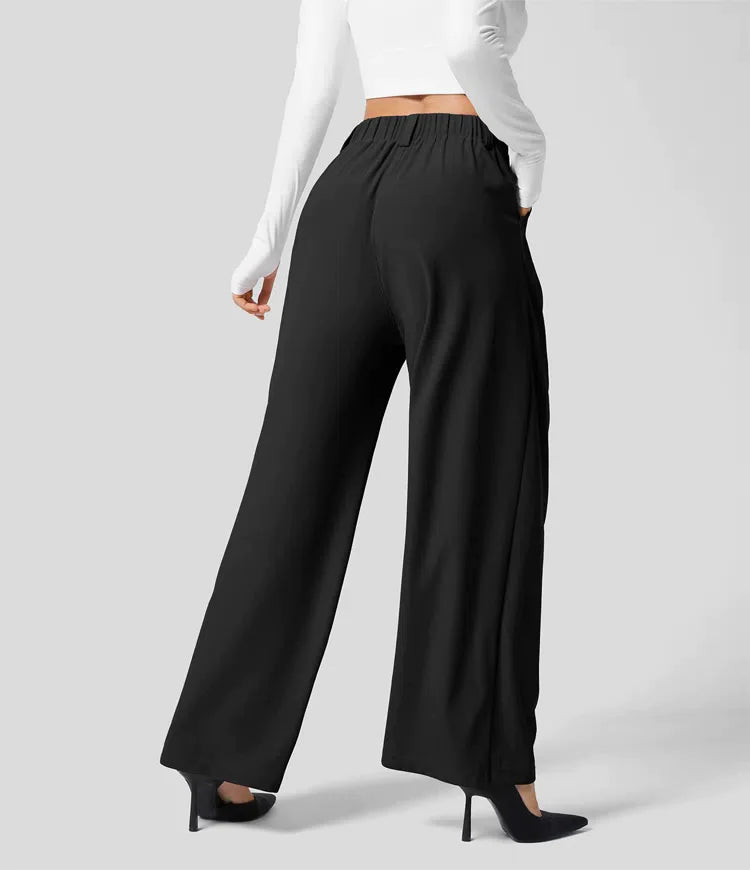 High-waisted Stoffen Broek met Wafflepatroon