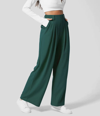 High-waisted Stoffen Broek met Wafflepatroon