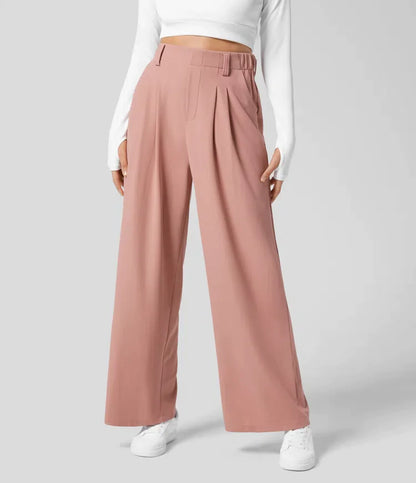 High-waisted Stoffen Broek met Wafflepatroon