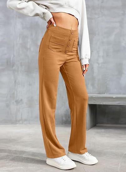 High-waisted elastische casual broek