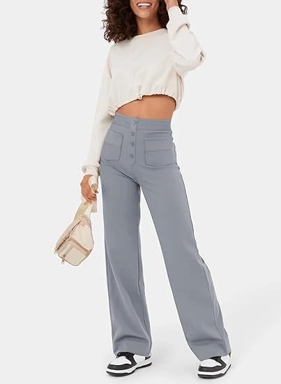 High-waisted elastische casual broek